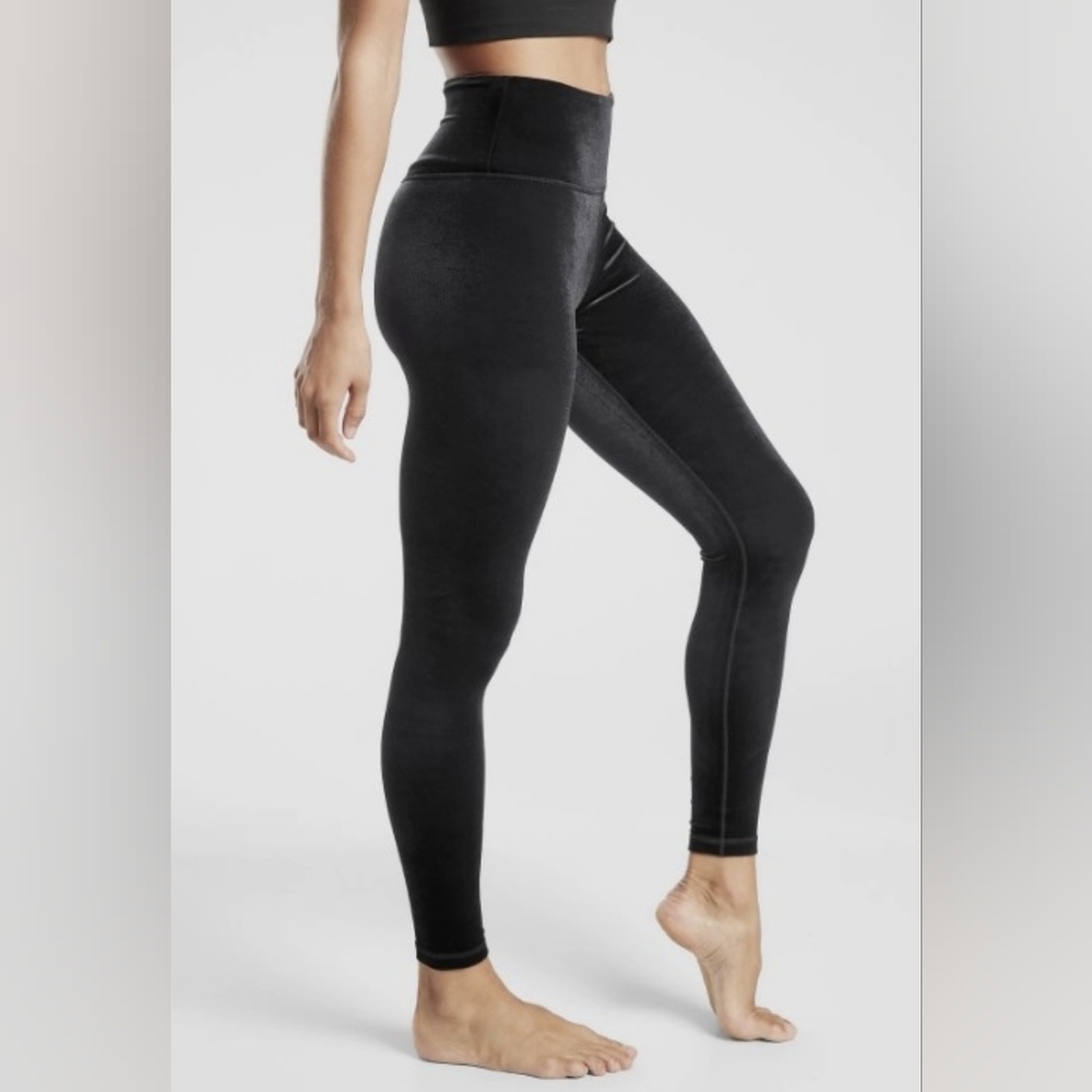 Athleta Elation Black Velvet Leggings